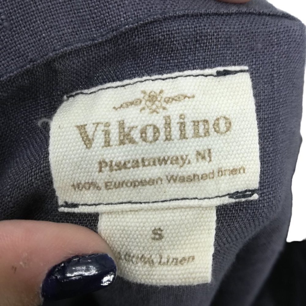 Vikolino Gray Linen Lagonlook Pullover Blouse Size S Oversized 3/4 Sleeve Bella - Picture 2 of 11